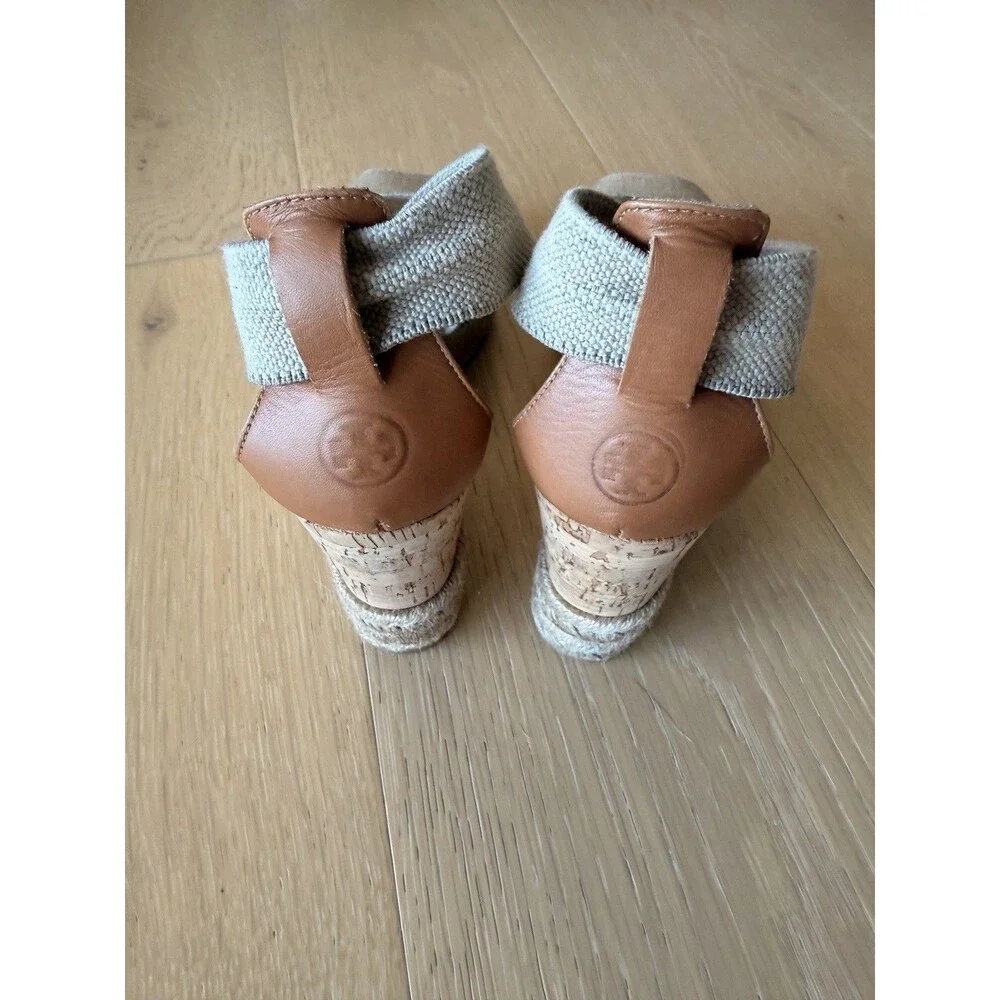 Tory Burch Women's Size 7.5 ‘Natanya’ Linen Blend Cork Espadrille Wedges - Picture 9 of 9